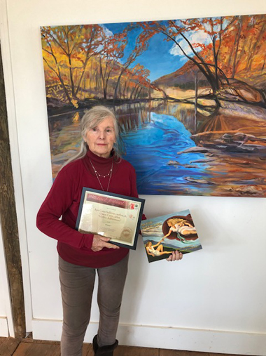 Gwen with Paris Book Festival Award for Mythic Adventures: Paintings & Poetry